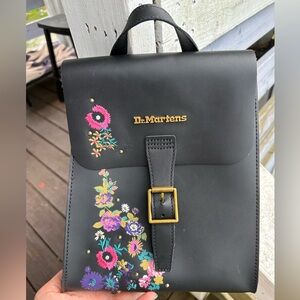 Dr. Martens Black Backpack with Colorful Floral Accents